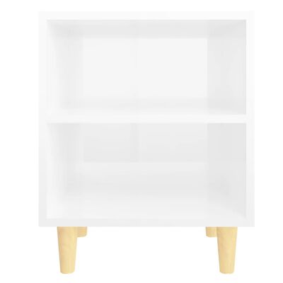 vidaXL Noční stolek masivní dřevěné nohy lesklý bílý 40 x 30 x 50 cm