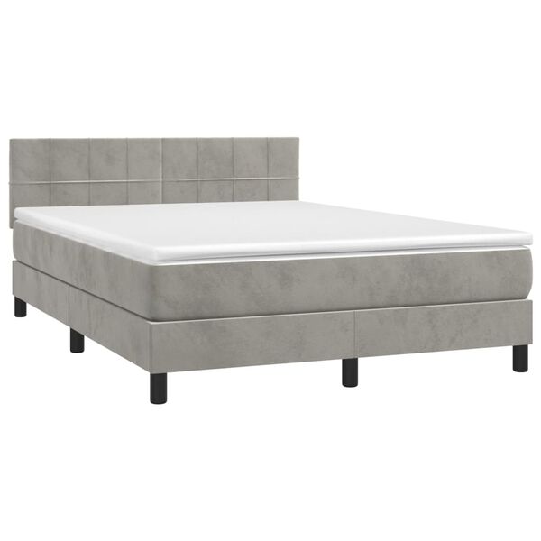 vidaXL Box spring postel s matrac&iacute; světle &scaron;ed&aacute; 140x190 cm samet