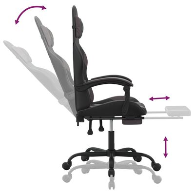 vidaXL Otočná herní židle s podnožkou černá a šedá umělá kůže