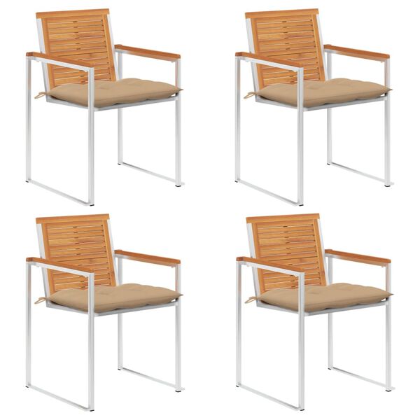 vidaXL Zahradn&iacute; židle 4 ks s podu&scaron;kami masivn&iacute; ak&aacute;ciov&eacute; dřevo