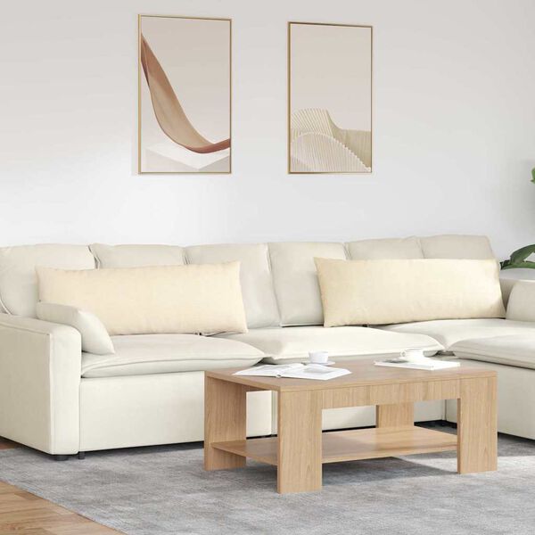 vidaXL Pohovkové polštáře 2 pcs Krémová 120 x 40 cm Žebrovaná látka