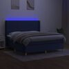 vidaXL Box spring postel s matrac&iacute; a LED modr&aacute; 160x200 cm textil