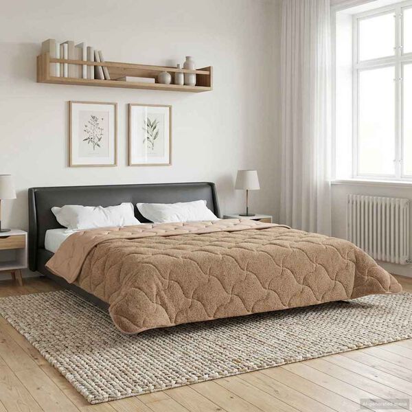 vidaXL Letn&iacute; přikr&yacute;vka Taupe 220 x 260 cm Mikrovl&aacute;kno a teddy fleece
