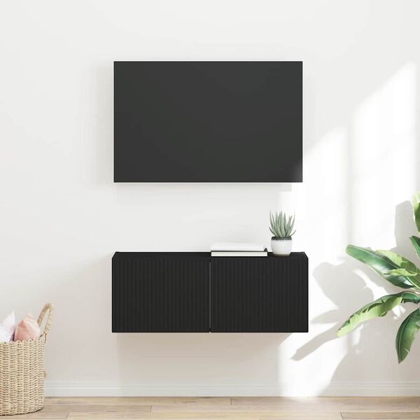 vidaXL TV wall cabinet Čern&aacute; 78,5 x 31 x 29,5 cm kompozitn&iacute; dřevo