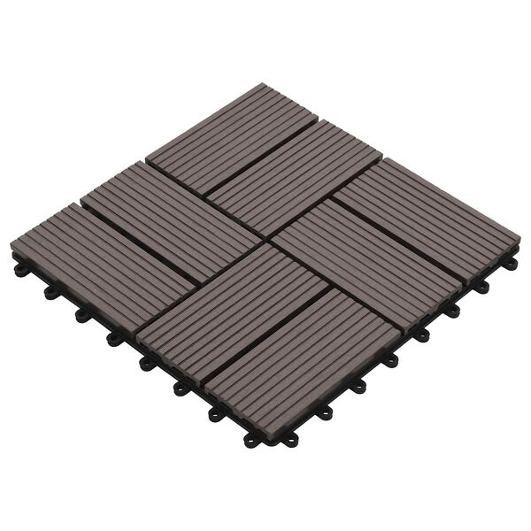 vidaXL Dlažba na terasu 11 pcs Tmavě hněd&aacute; 30 x 30 cm Dřevoplast