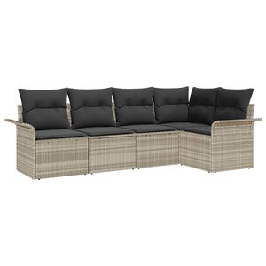 vidaXL Sada zahradn&iacute;ch pohovek s pol&scaron;t&aacute;řem 5 pcs polyratan