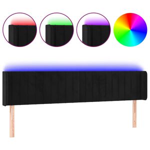 vidaXL Čelo postele s LED čern&eacute; 183 x 16 x 78/88 cm samet