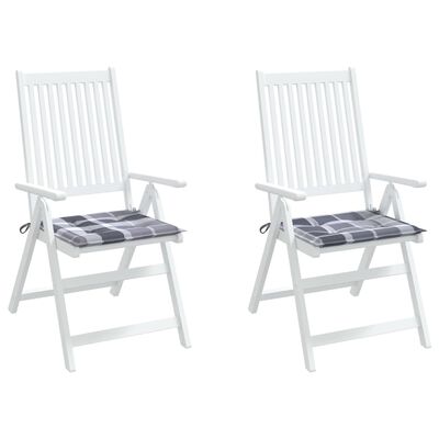 vidaXL Podušky na zahradní židli 2 ks šedé kárované 40x40x3 cm oxford