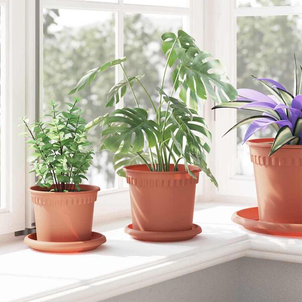 vidaXL Kulat&yacute; květin&aacute;č 24 pcs Cihlově červen&aacute; &Oslash; 15 x 12 cm Plast