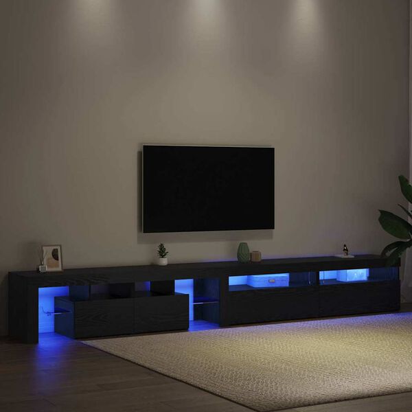 vidaXL Televizn&iacute; skř&iacute;ň s LED 3 pcs Čern&yacute; dub 290 x 37 x 40 cm
