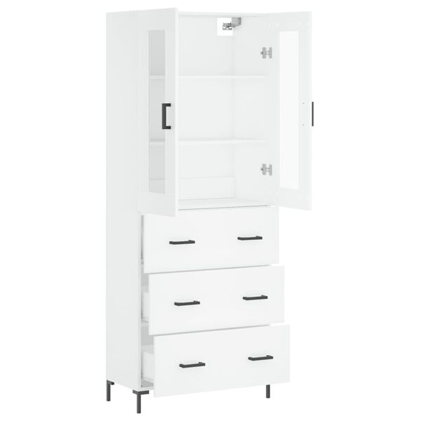 vidaXL Skř&iacute;ň highboard b&iacute;l&aacute; 69,5 x 34 x 180 cm kompozitn&iacute; dřevo