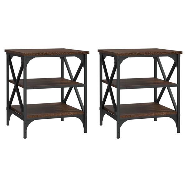 vidaXL Odkl&aacute;dac&iacute; stolky 2 ks hněd&yacute; dub 40x42x50 cm kompozitn&iacute; dřevo