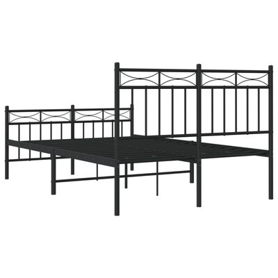 vidaXL Kovový rám postele s hlavovým a nožním čelem černý 120 x 190 cm