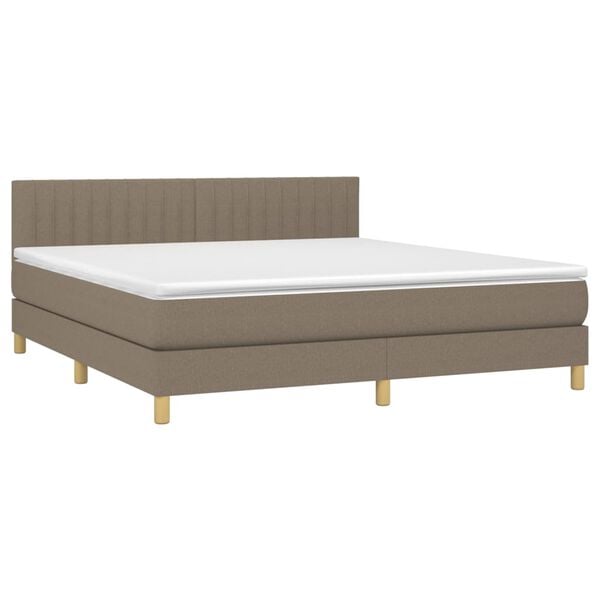 vidaXL Box spring postel s matrac&iacute; a LED taupe 160x200 cm textil