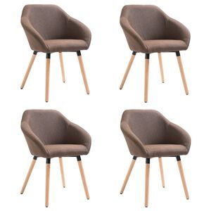 vidaXL J&iacute;deln&iacute; židle 4 ks hněd&eacute; textil