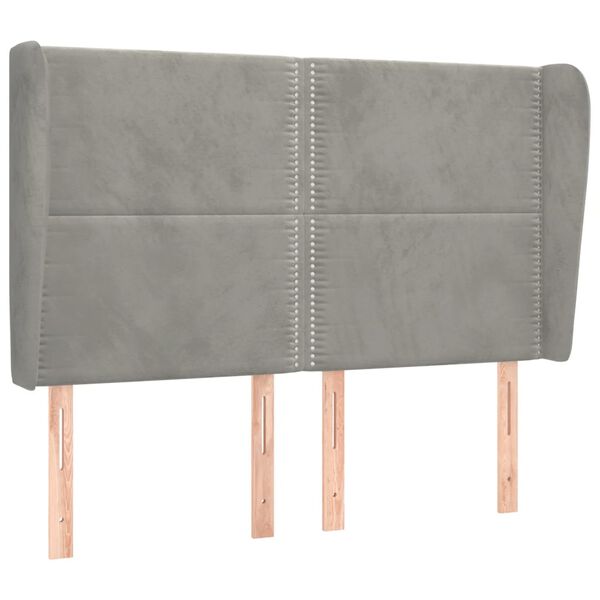 vidaXL Čelo postele typu u&scaron;&aacute;k světle &scaron;ed&eacute; 147x23x118/128 cm samet