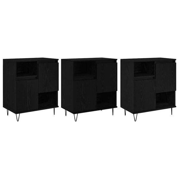 vidaXL Serv&iacute;rovac&iacute; skř&iacute;ň 3 pcs Čern&yacute; dub 60 x 35 x 70 cm