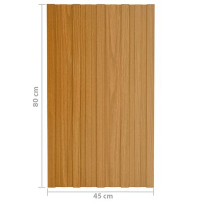 vidaXL Střešní panely 12 ks pozinkovaná ocel světlé dřevo 80 x 45 cm