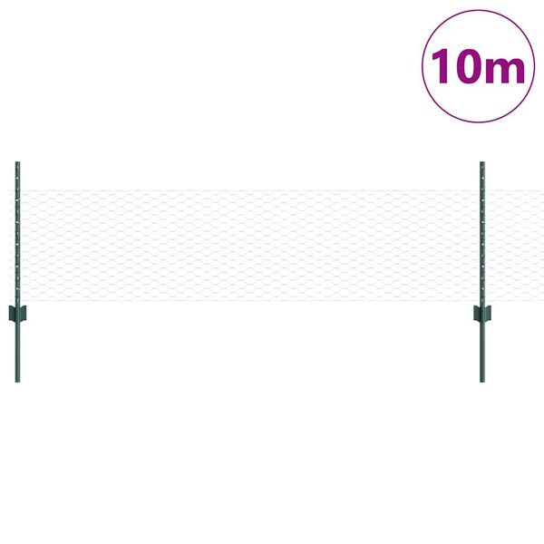 vidaXL Plot s sloupkem Zelen&aacute; 0,5 x 10 m Ocel a PVC