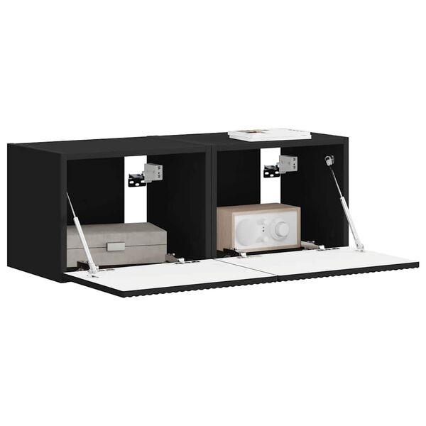 vidaXL TV wall cabinet 2 pcs Čern&aacute; 60 x 31 x 29.5 cm kompozitn&iacute; dřevo
