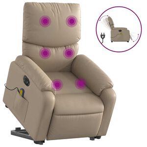 vidaXL Elektrick&eacute; zvedac&iacute; mas&aacute;žn&iacute; polohovac&iacute; křeslo cappuccino koženka