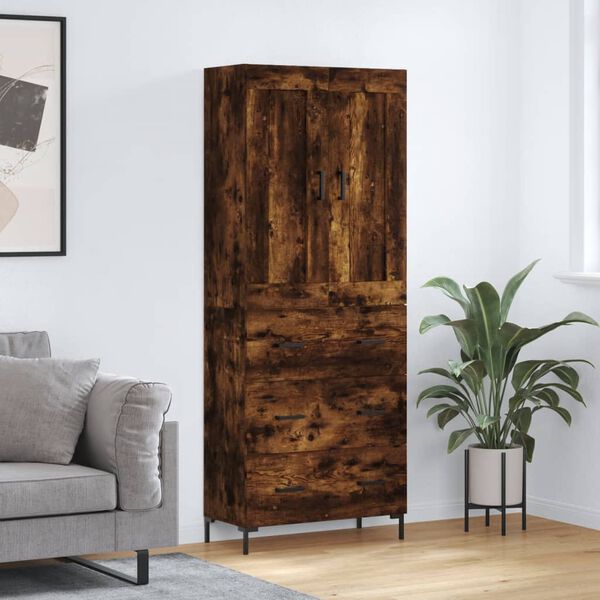 vidaXL Skř&iacute;ň highboard kouřov&yacute; dub 69,5 x 34 x 180 cm kompozitn&iacute; dřevo