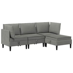 vidaXL Sada n&aacute;bytku do ob&yacute;vac&iacute;ho pokoje 4 ks Tmavě &scaron;ed&aacute; Textil