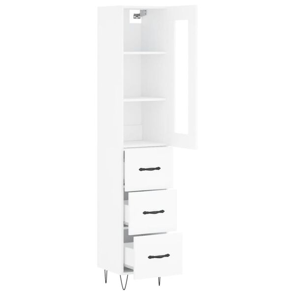 vidaXL Skř&iacute;ň highboard b&iacute;l&aacute; 34,5 x 34 x 180 cm kompozitn&iacute; dřevo