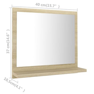 vidaXL Koupelnové zrcadlo dub sonoma 40 x 10,5 x 37 cm dřevotříska