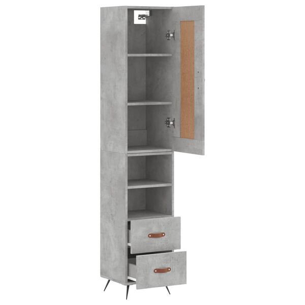 vidaXL Skř&iacute;ň highboard betonově &scaron;ed&aacute; 34,5x34x180 cm kompozitn&iacute; dřevo
