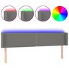 vidaXL Čelo postele s LED tmavě &scaron;ed&eacute; 203 x 16 x 78/88 cm textil