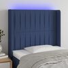 vidaXL Čelo postele s LED modré 83 x 16 x 118/128 cm textil