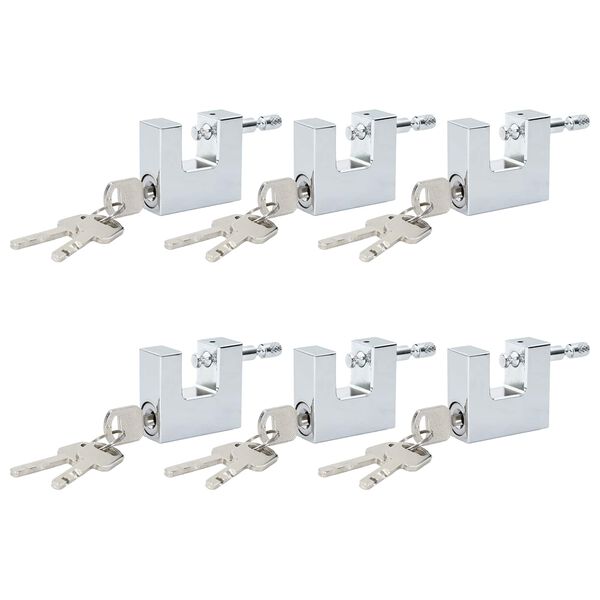 vidaXL visac&iacute; z&aacute;mek 6 pcs Stř&iacute;brn&aacute; 4,2 x 1,9 x 4 cm Železo