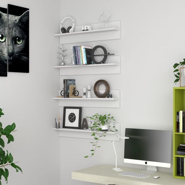 vidaXL N&aacute;stěnn&eacute; police 4 ks b&iacute;l&eacute; 80 x 11,5 x 18 cm dřevotř&iacute;ska