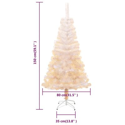 vidaXL Umělý vánoční stromek s duhovým jehličím bílý 150 cm PVC