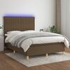 vidaXL Box spring postel s matrac&iacute; a LED tmavě hněd&aacute; 140x190 cm textil