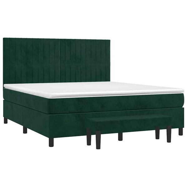 vidaXL Box spring postel s matrac&iacute; tmavě zelen&aacute; 180x200 cm samet