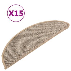 vidaXL Schodov&eacute; rohože 15 ks 56 x 17 x 3 cm hněd&eacute; půlkulat&eacute;