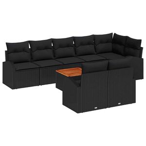 vidaXL Sada zahradn&iacute;ch pohovek s pol&scaron;t&aacute;řem 9 pcs Čern&aacute; polyratan