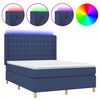 vidaXL Box spring postel s matrac&iacute; a LED modr&aacute; 140x190 cm textil