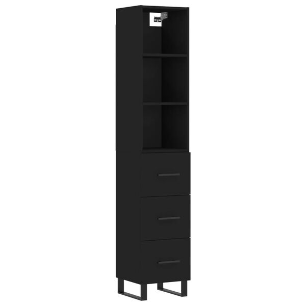 vidaXL Skř&iacute;ň highboard čern&aacute; 34,5 x 34 x 180 cm kompozitn&iacute; dřevo