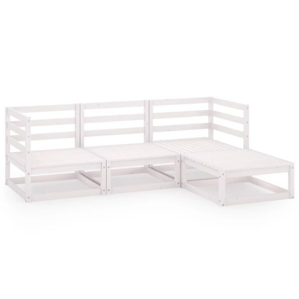 vidaXL 4d&iacute;ln&aacute; zahradn&iacute; sedac&iacute; souprava b&iacute;l&aacute; masivn&iacute; borov&eacute; dřevo