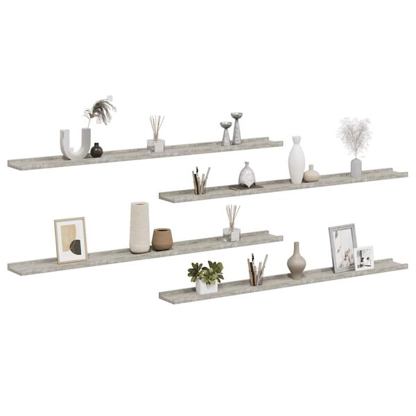 vidaXL N&aacute;stěnn&eacute; police 4 ks betonově &scaron;ed&eacute; 115 x 9 x 3 cm