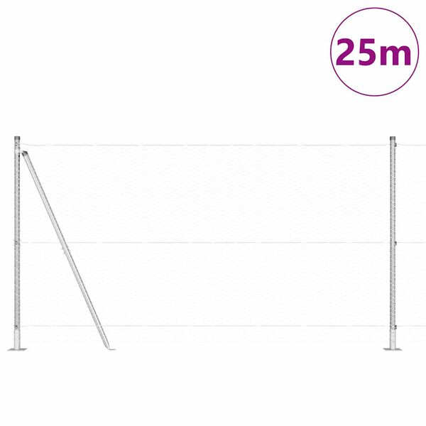 vidaXL Plotov&yacute; sloupek. Stř&iacute;brn&aacute; 25 x 1,2 m (25 mm s&iacute;ťovina) Ocel