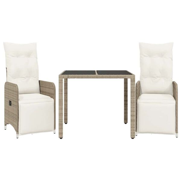 vidaXL 3d&iacute;ln&yacute; zahradn&iacute; bistro set s podu&scaron;kami hněd&yacute; polyratan