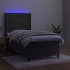 vidaXL Box spring postel s matrac&iacute; a LED tmavě &scaron;ed&aacute; 90x200 cm samet
