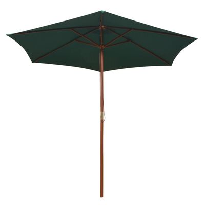 vidaXL Slunečník s dřevěnou tyčí, 270x270 cm, zelený