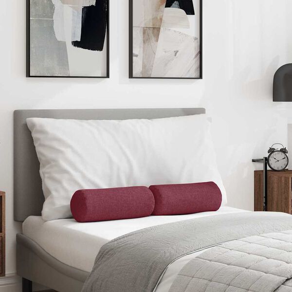 vidaXL Polštáře 2 pcs Víno Červené Ø 15 x 40 cm textil