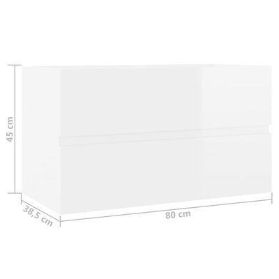 vidaXL Skříňka pod umyvadlo bílá vysoký lesk 80x38,5x45 cm dřevotříska