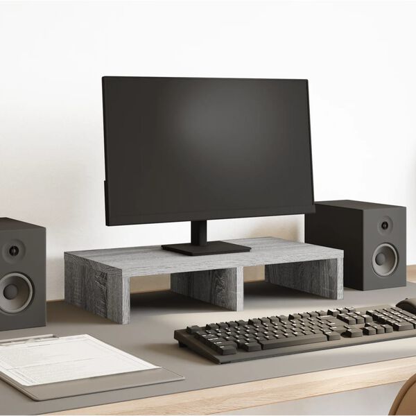 vidaXL Stojan na monitor šedý sonoma 50 x 27 x 10 cm kompozitní dřevo